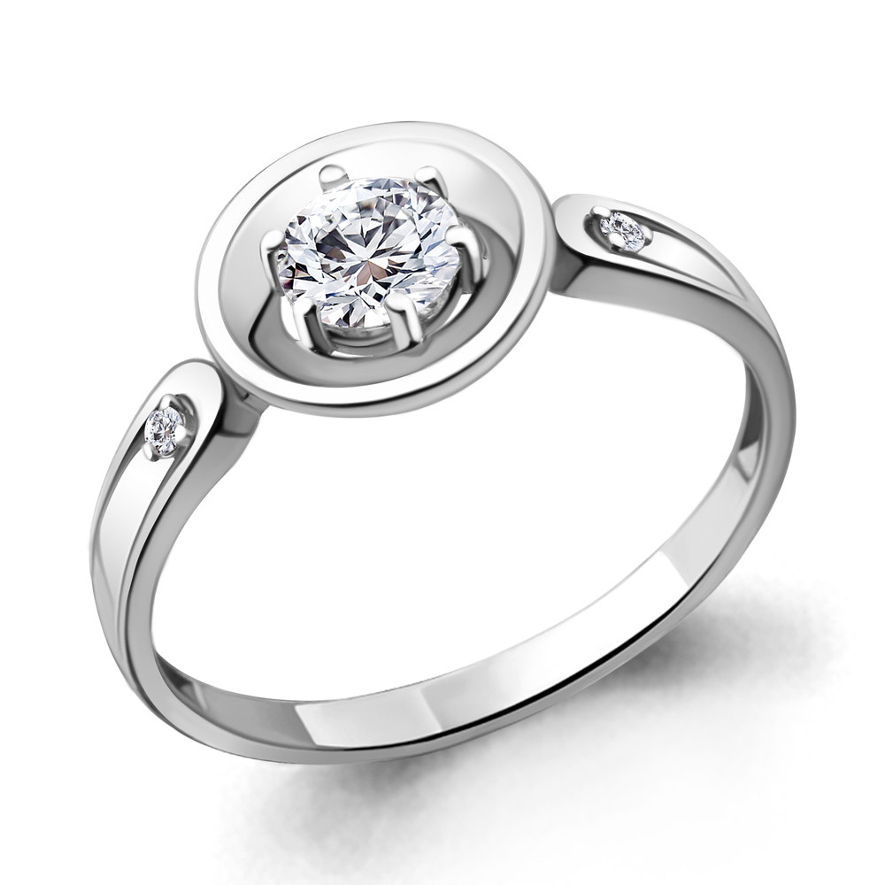 Серебряное кольцо Фианит Aquamarine 68814А.5 покрыто родием