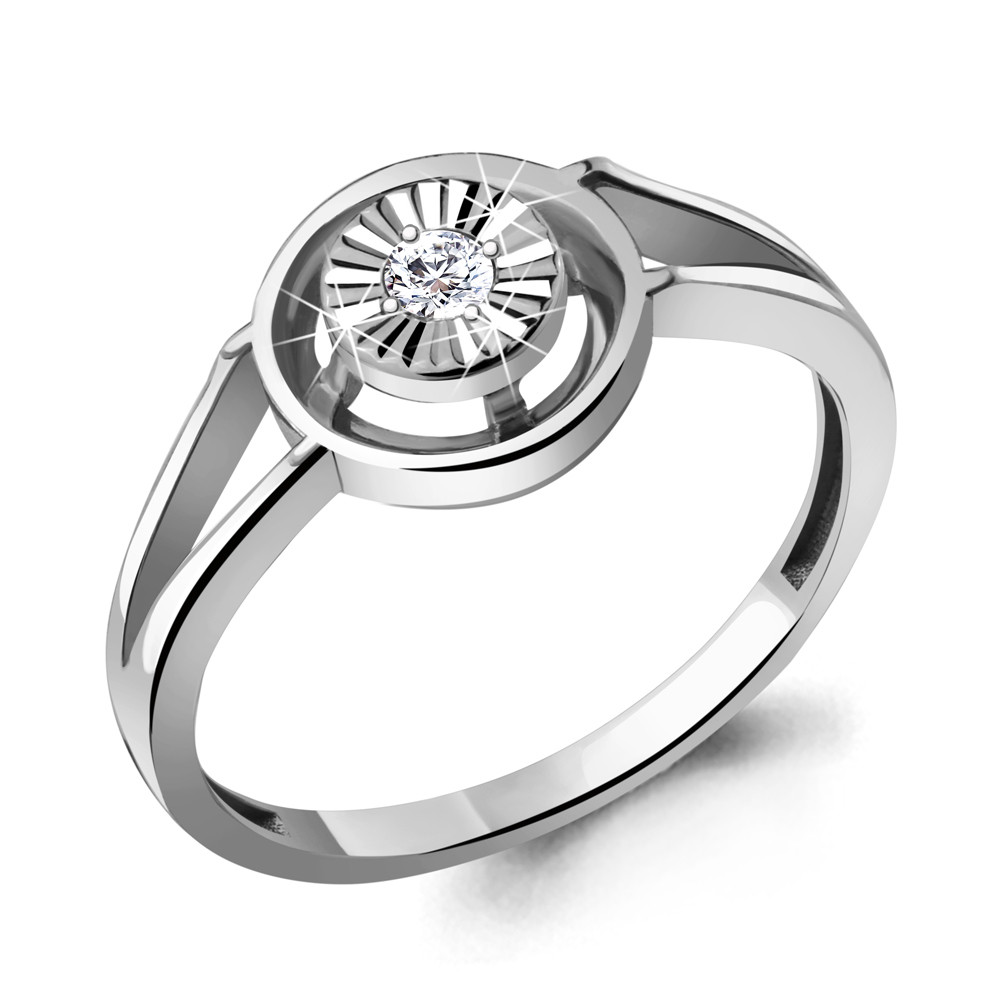 Серебряное кольцо Фианит Aquamarine 68802.5 покрыто родием коллекц. Sunshine