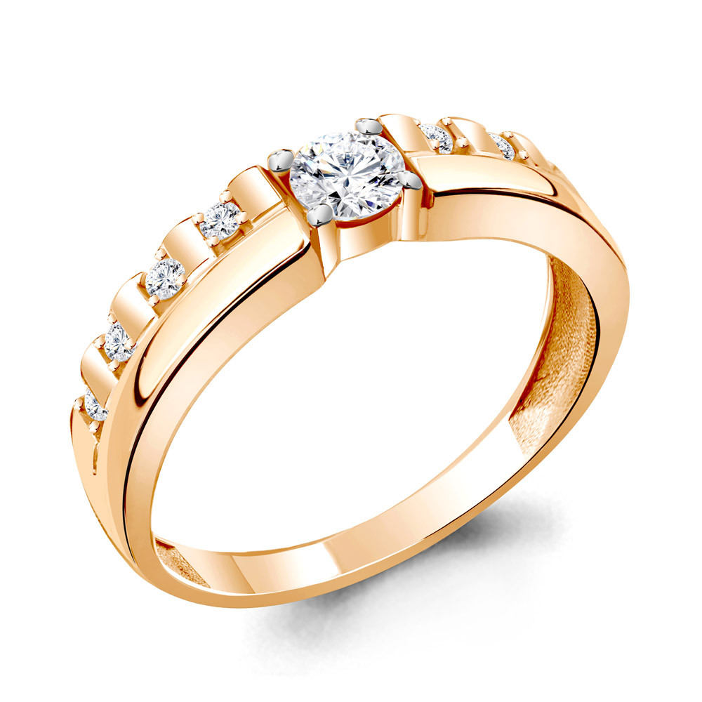 Кольцо Aquamarine 68862А.6 серебро с позолотой