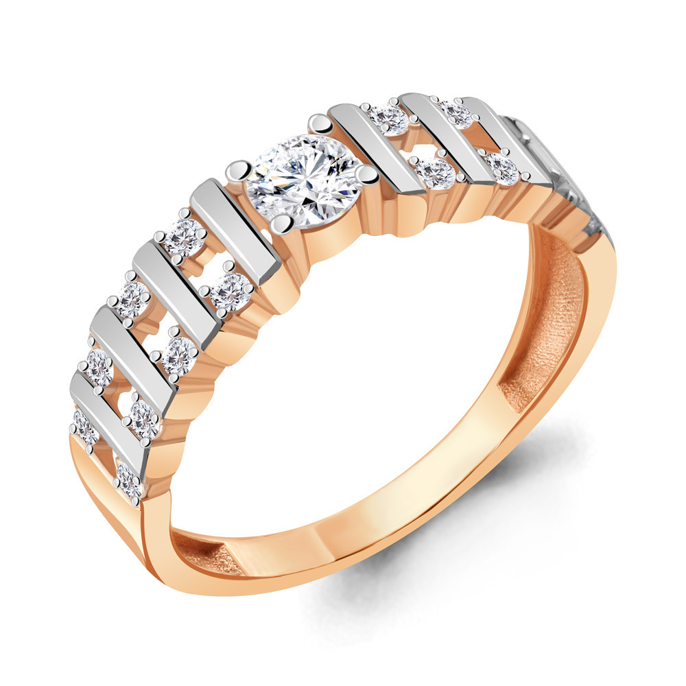 Кольцо Aquamarine 68860А.6 серебро с позолотой