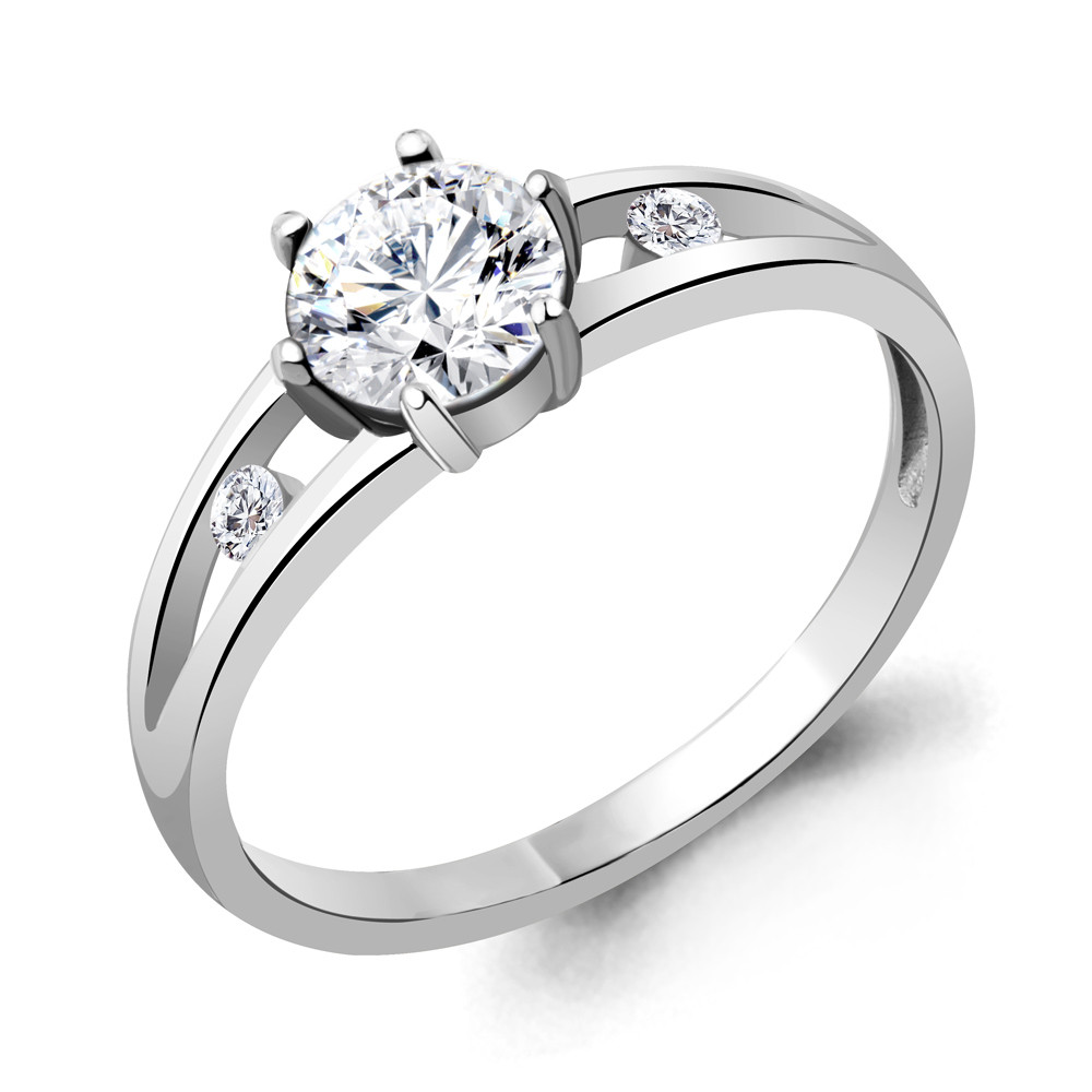 Серебряное кольцо Фианит Aquamarine 68784А.5 серебро с родием