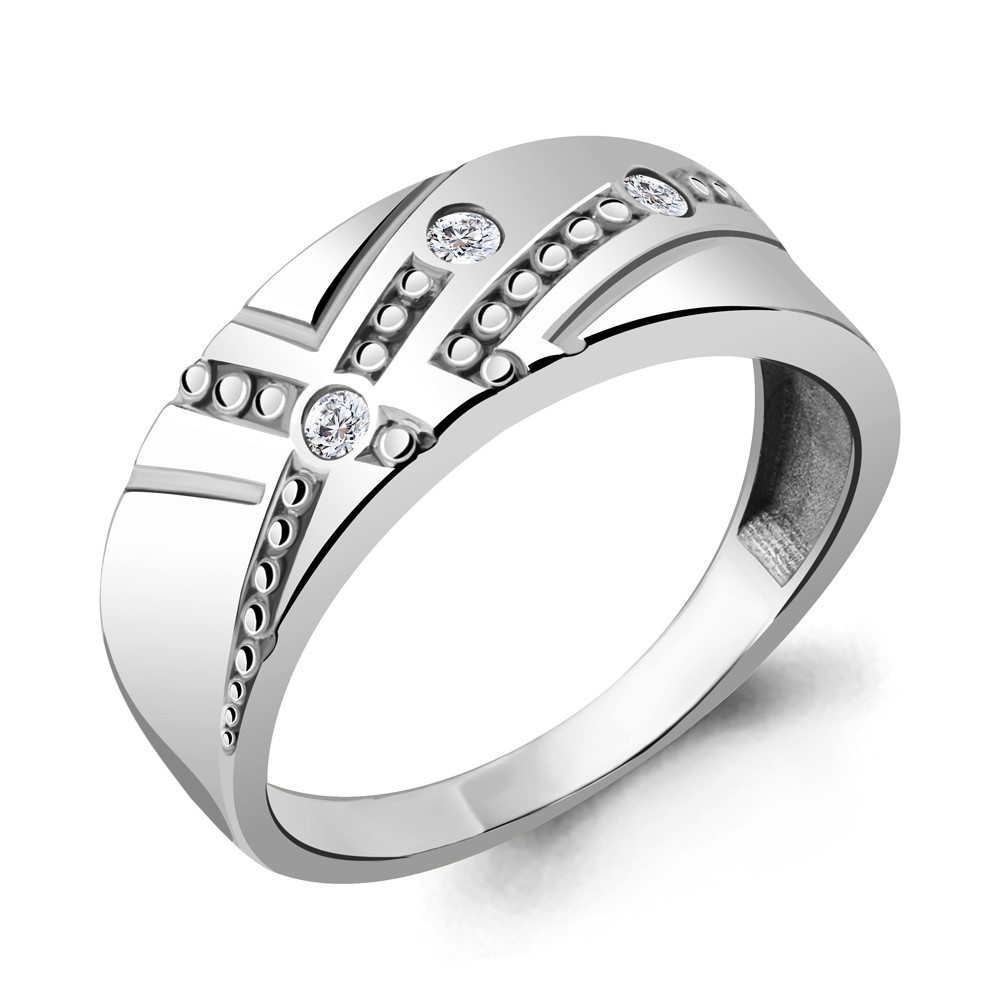 Серебряное кольцо Фианит Aquamarine 68756А.5 покрыто родием