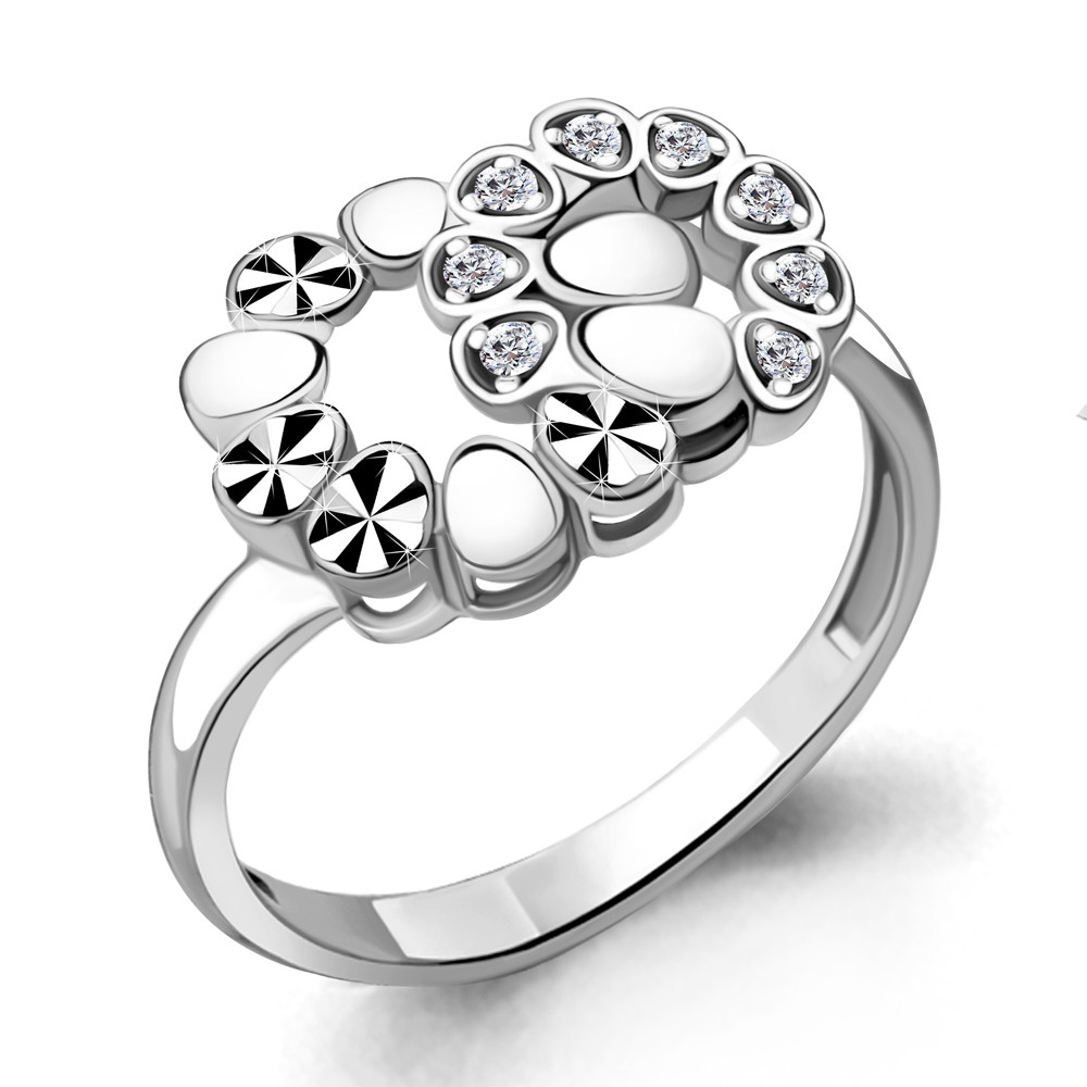 Серебряное кольцо  Фианит Aquamarine 68638А.5 покрыто  родием коллекц. Sunshine