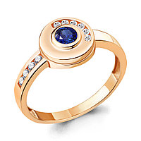 Серебряное кольцо Фианит Наносапфир Aquamarine 68825АБ.6 позолота коллекц. Клеопатра