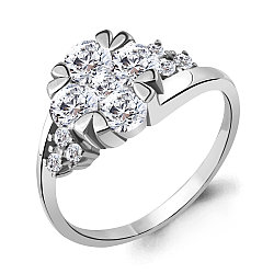 Серебряное кольцо  Фианит Aquamarine 68618А.5 покрыто  родием