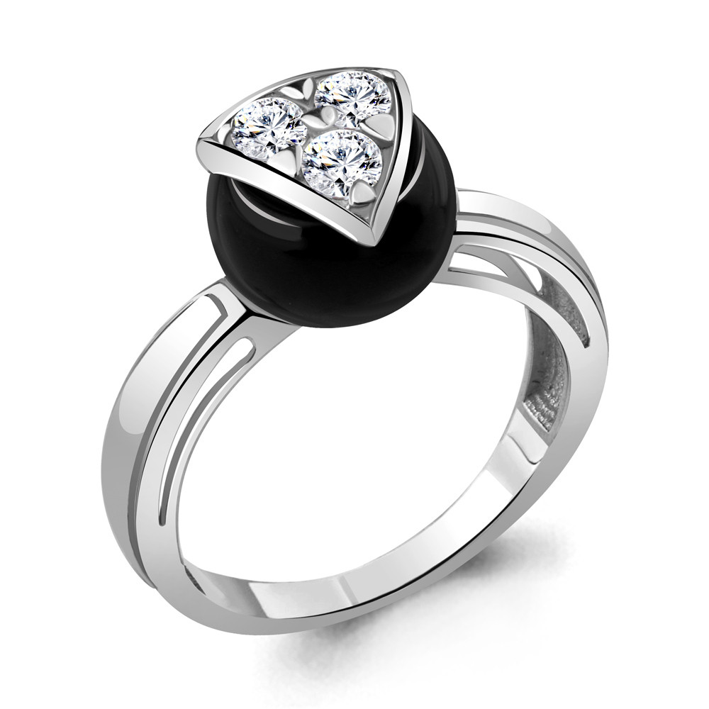 Серебряное кольцо  Фианит  Керамическое покрытие Aquamarine 68566А.5 покрыто  родием коллекц. Neo