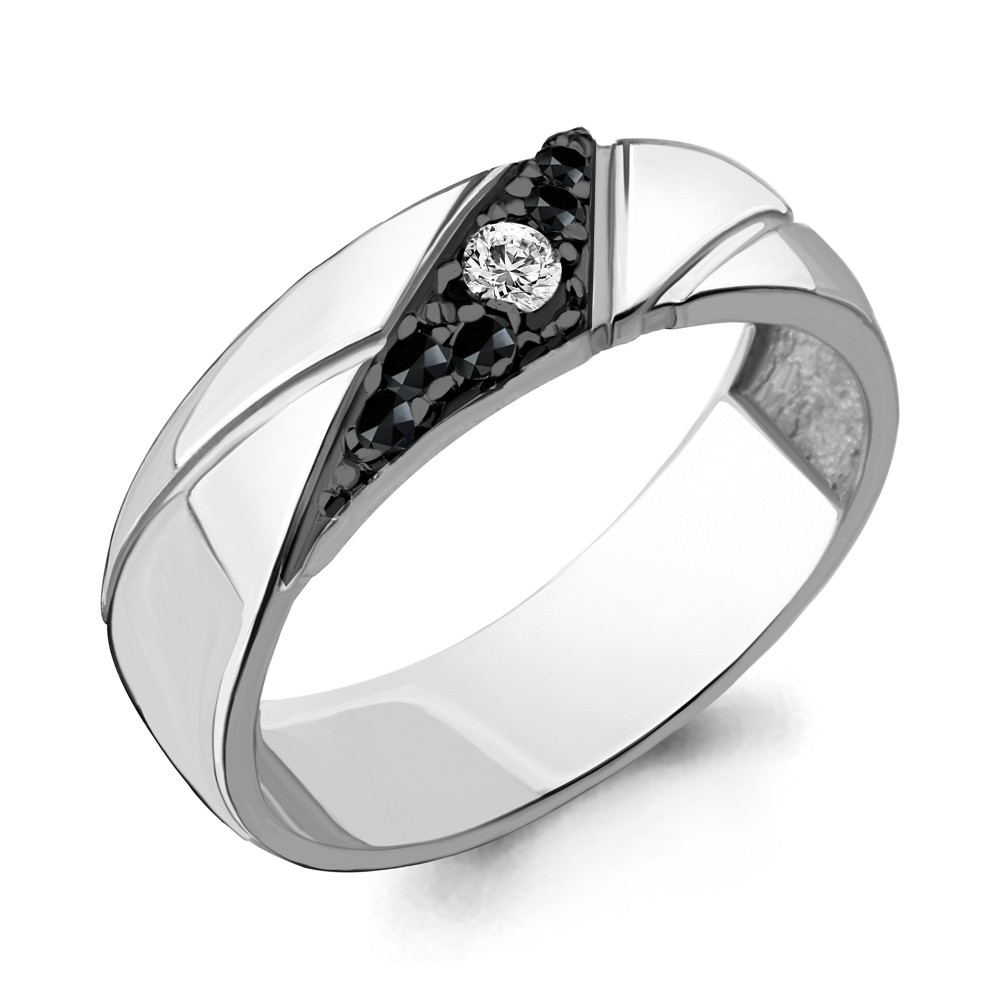Серебряное кольцо Aquamarine 68523АЧ.5 покрыто  родием