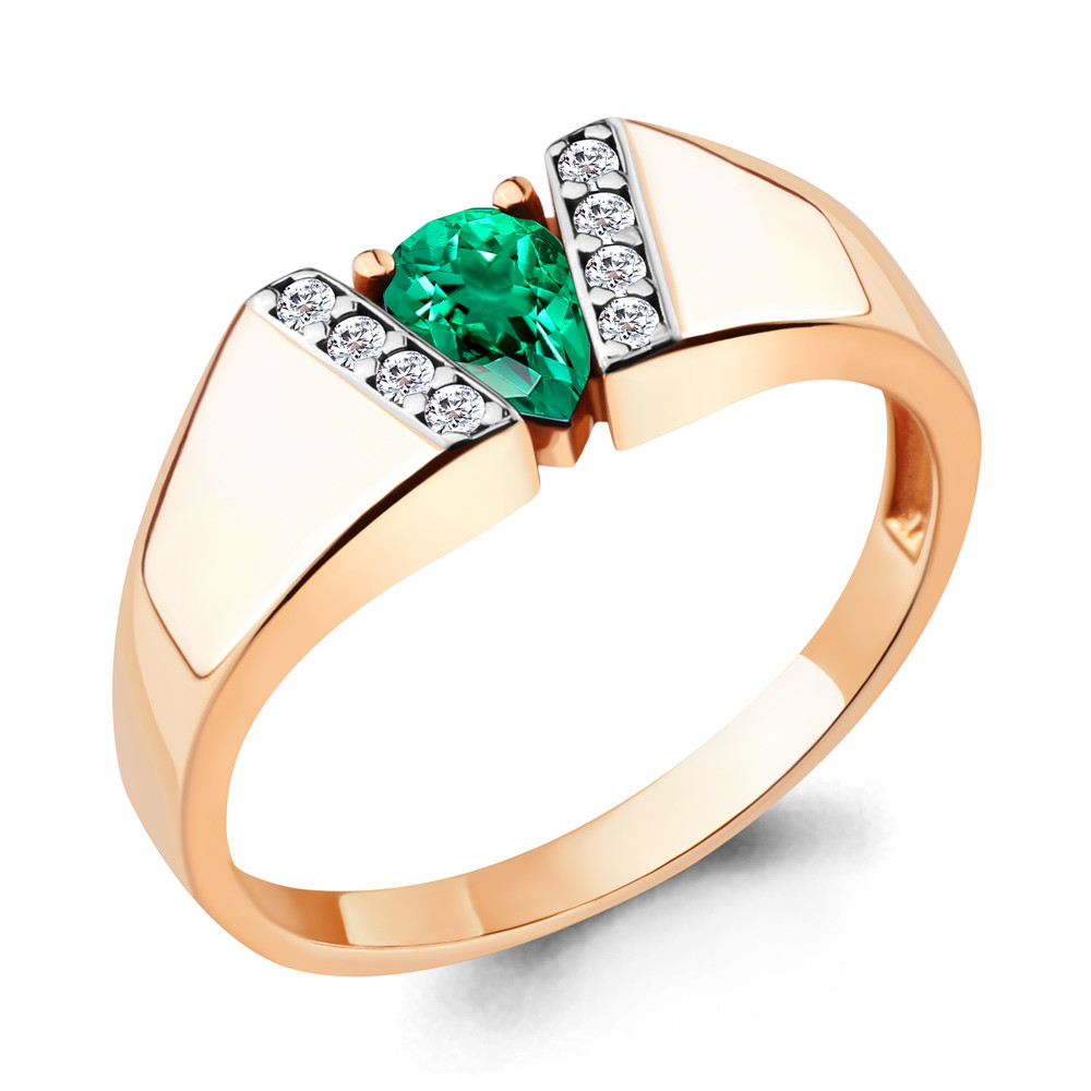 Кольцо Aquamarine 68787Г.6 серебро с позолотой