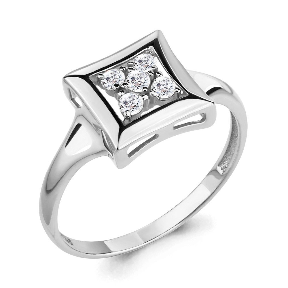 Серебряное кольцо  Фианит Aquamarine 68267А.5 покрыто  родием