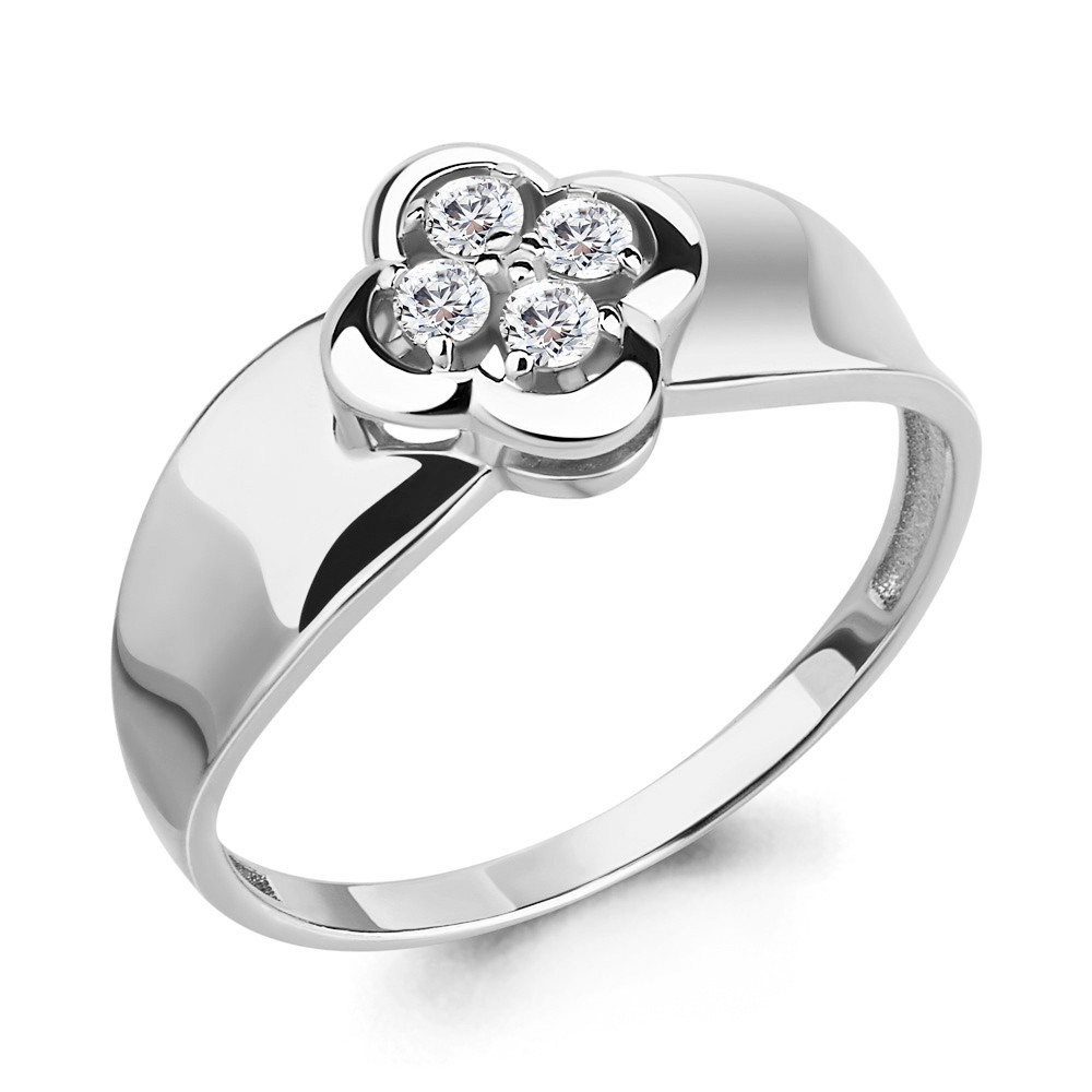 Серебряное кольцо Фианит Aquamarine 68262А.5 покрыто родием
