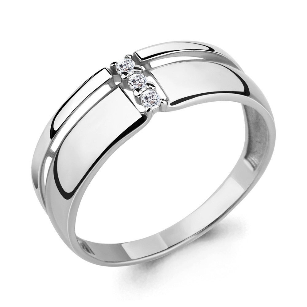 Серебряное кольцо  Фианит Aquamarine 68260А.5 покрыто  родием