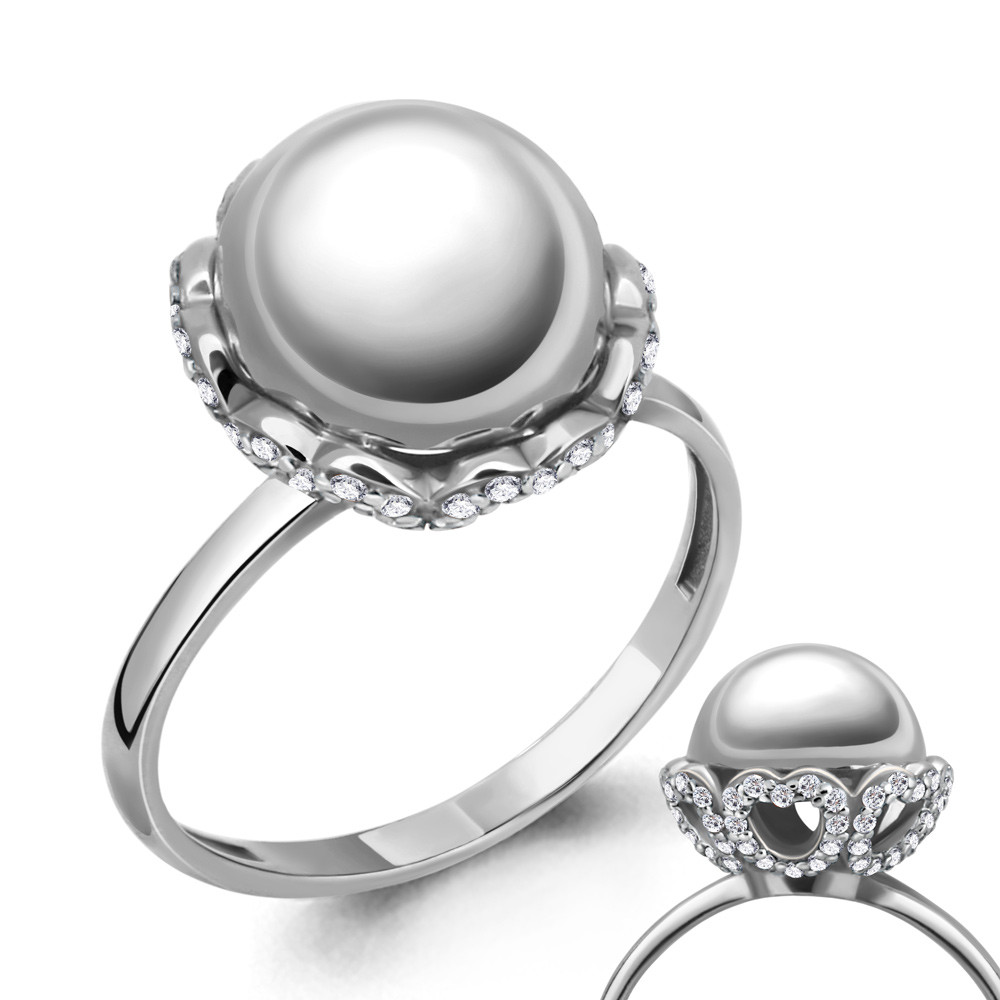 Серебряное кольцо Фианит Aquamarine 68226А.5 покрыто родием