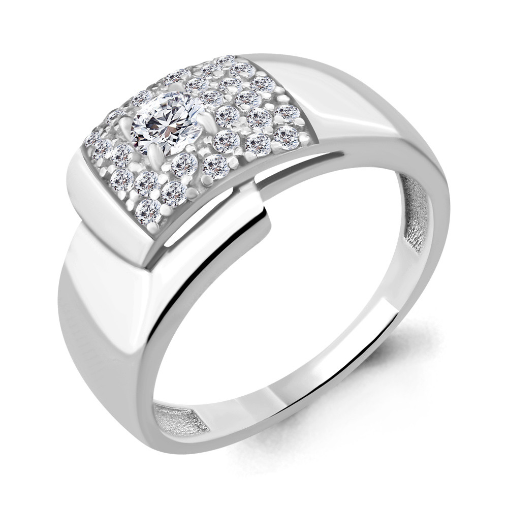 Серебряное кольцо Фианит Aquamarine 68198А.5 покрыто родием