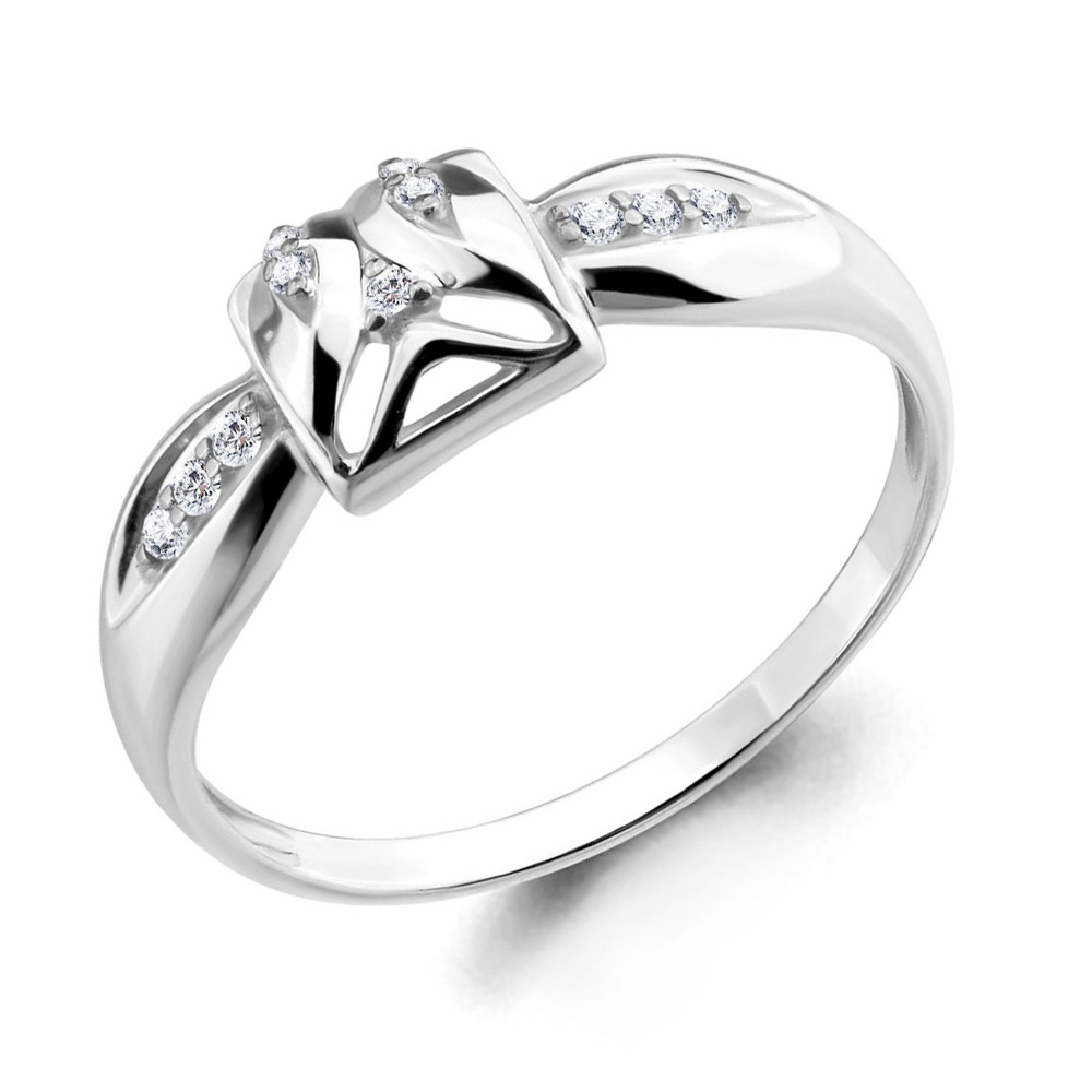 Серебряное кольцо Фианит Aquamarine 68154А.5 покрыто родием