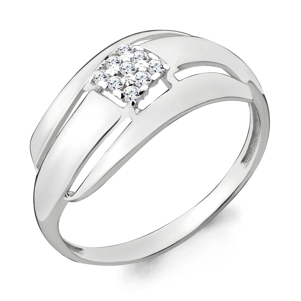 Серебряное кольцо, Фианит Aquamarine 68024А.5 покрыто родием