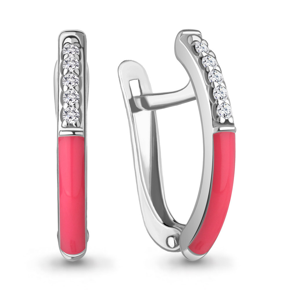 Серьги серебряные классические Фианит Эмаль Aquamarine 49877А.5 покрыто родием коллекц. ACID