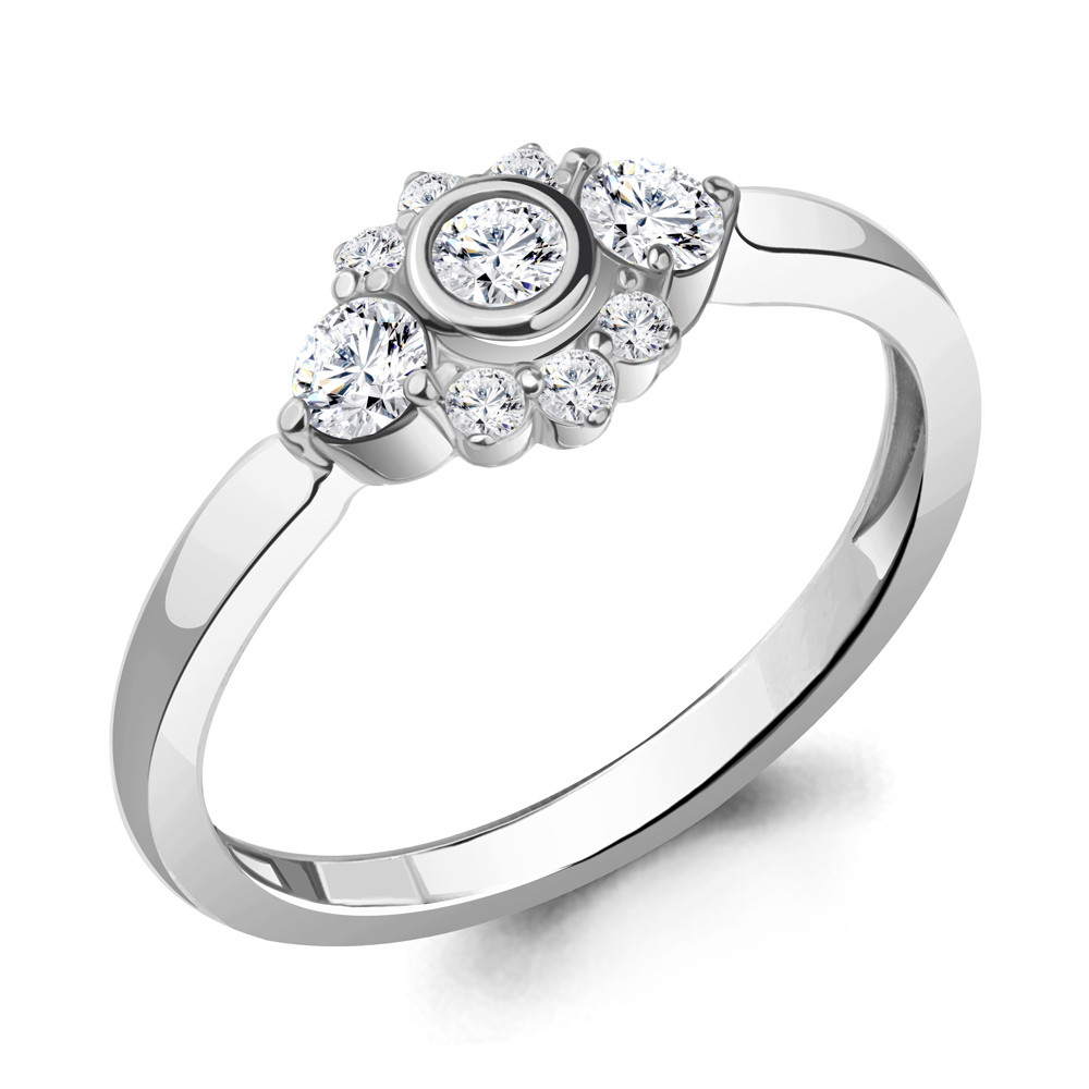 Серебряное кольцо Aquamarine 67474А.5 покрыто  родием
