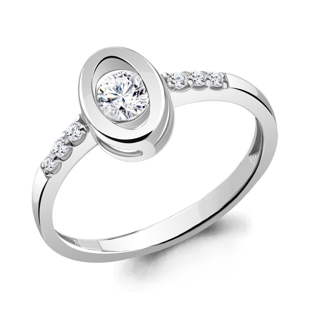 Серебряное кольцо Фианит Наносапфир Aquamarine 67473А.5 покрыто родием, фото 1