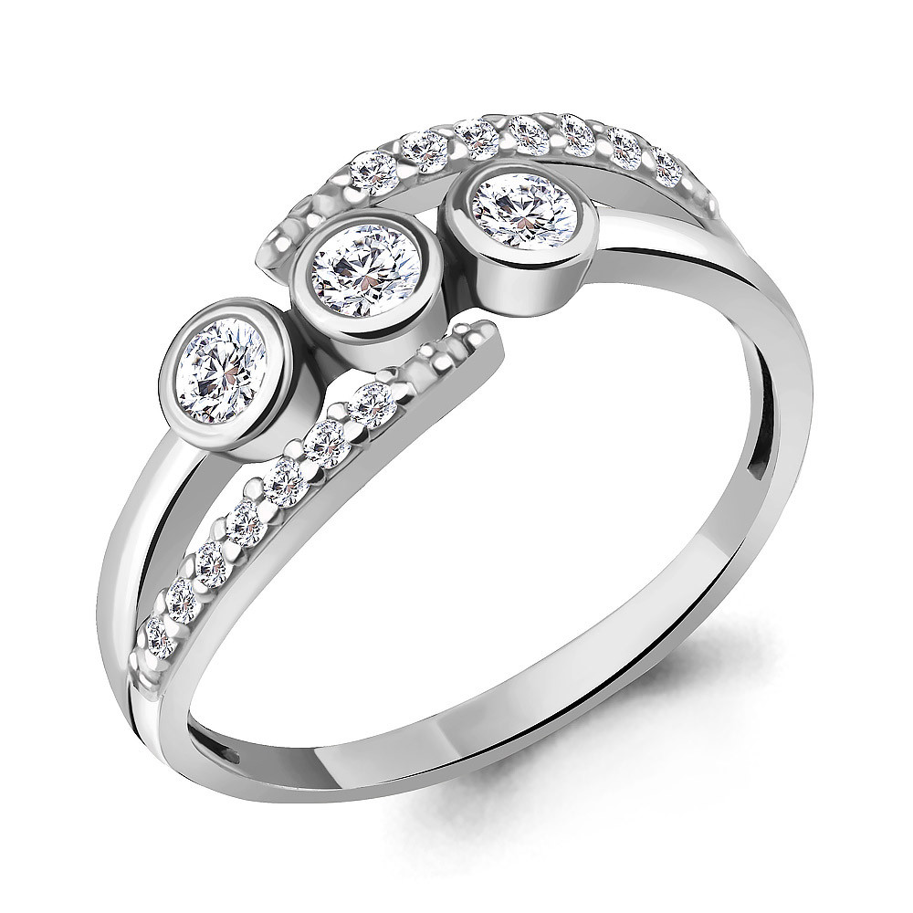 Серебряное кольцо Фианит Aquamarine 67451А.5 серебро с родием
