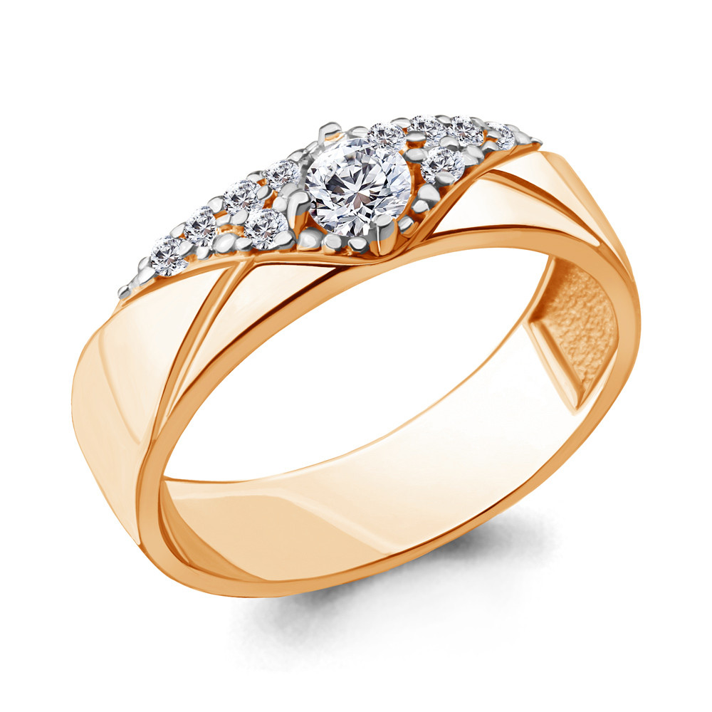 Кольцо Aquamarine 68525А.6 серебро с позолотой