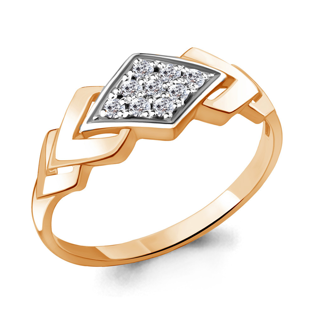 Серебряное кольцо  Фианит Aquamarine 68522А.6 позолота