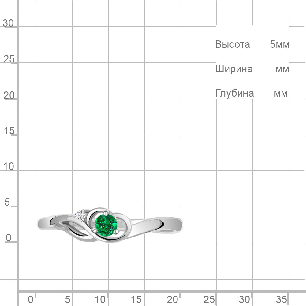 Серебряное кольцо Фианит Наноизумруд Aquamarine 67421АГ.5 покрыто родием коллекц. Клеопатра - фото 2 - id-p103072918