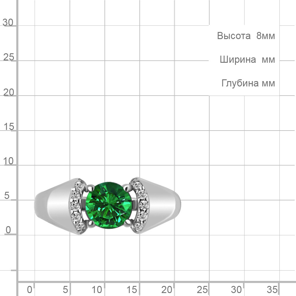 Серебряное кольцо Фианит Наноизумруд Aquamarine 67405АГ.5 покрыто родием коллекц. Клеопатра - фото 2 - id-p103072940
