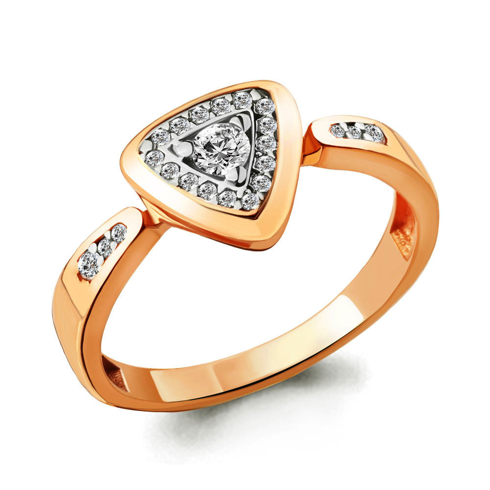Кольцо Aquamarine 68479А.6 серебро с позолотой