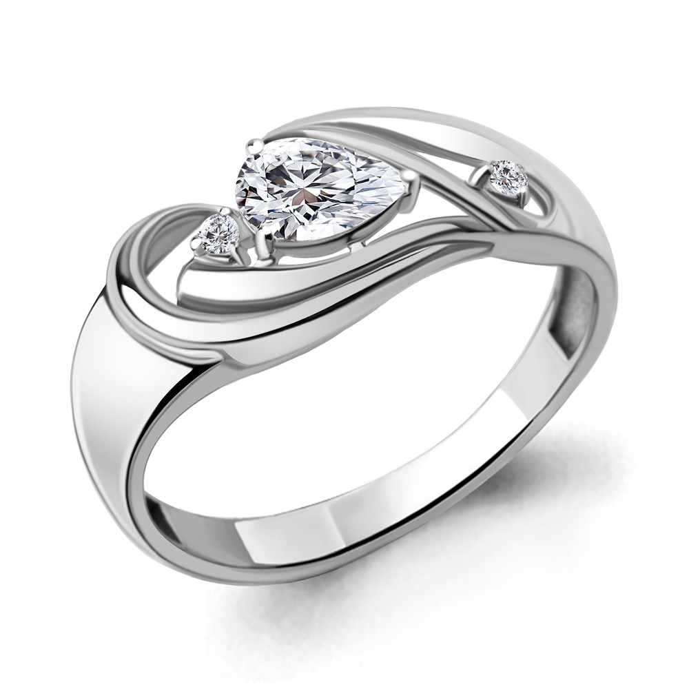 Серебряное кольцо  Фианит Aquamarine 67381А.5 покрыто  родием