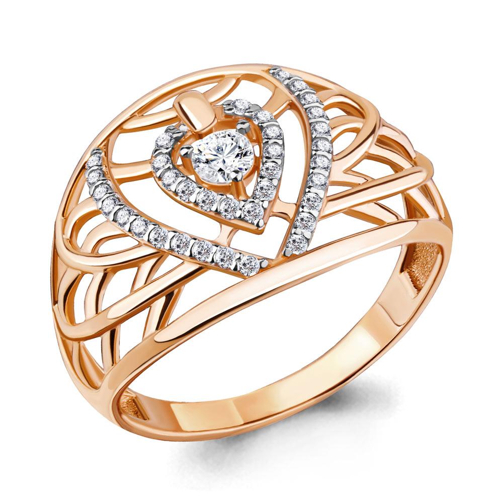 Кольцо Aquamarine 68423А.6 серебро с позолотой