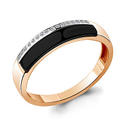 Серебряное кольцо  Керамическое покрытие  Фианит Aquamarine 68408А.6 позолота