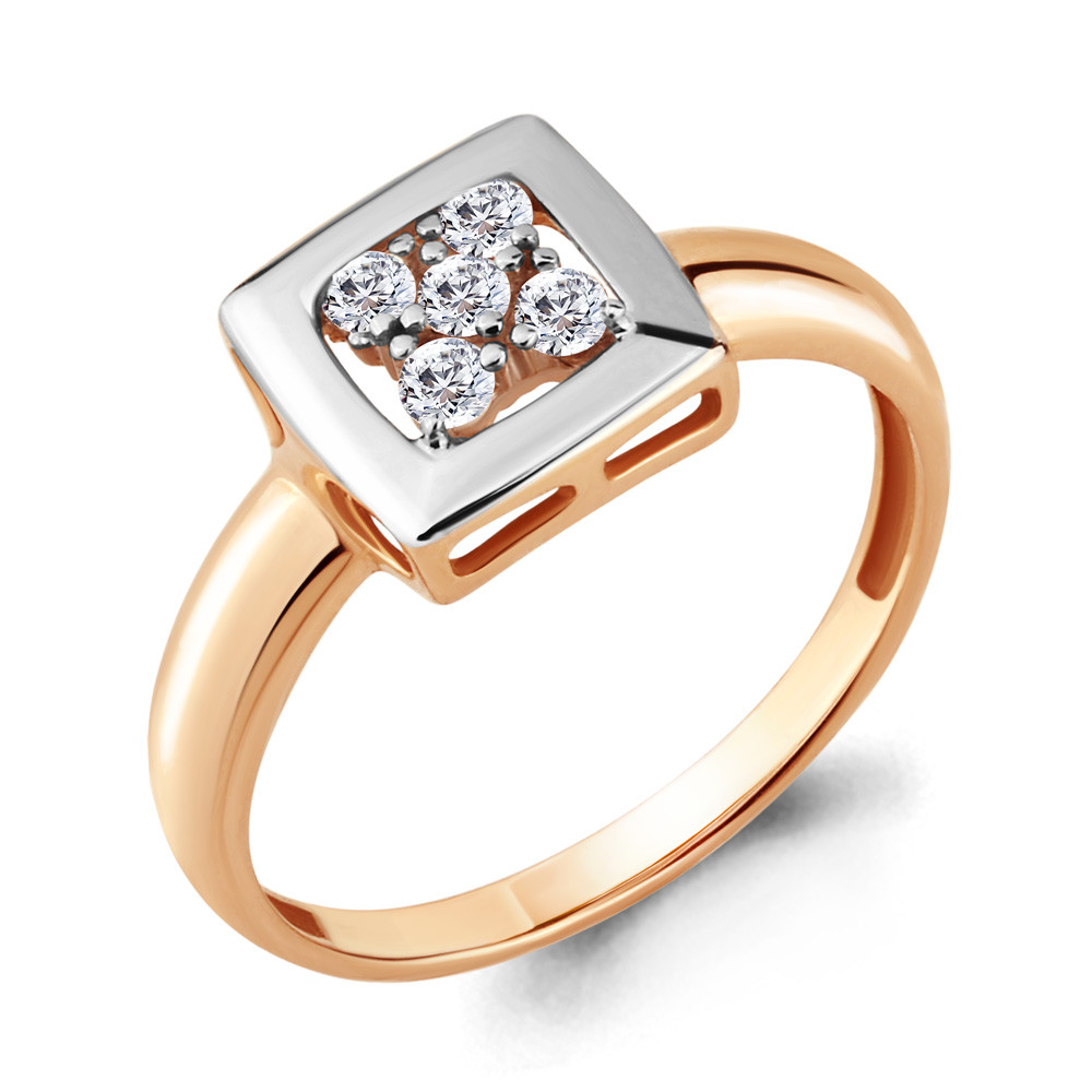 Серебряное кольцо  Фианит Aquamarine 68265А.6 позолота