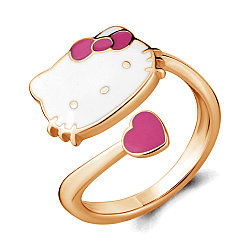 Серебряное детское кольцо Эмаль Aquamarine 54660.6 позолота коллекц. Hello Kitty