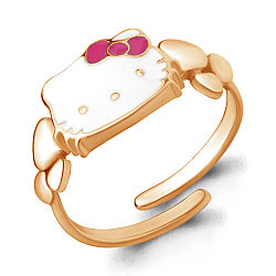 Серебряное детское кольцо Эмаль Aquamarine 54659.6 позолота коллекц. Hello Kitty