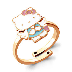 Серебряное детское кольцо Эмаль Aquamarine 54640.6 позолота коллекц. Hello Kitty