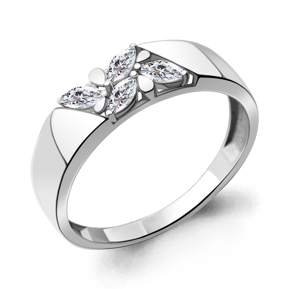 Серебряное кольцо  Фианит Aquamarine 67311.5 покрыто  родием