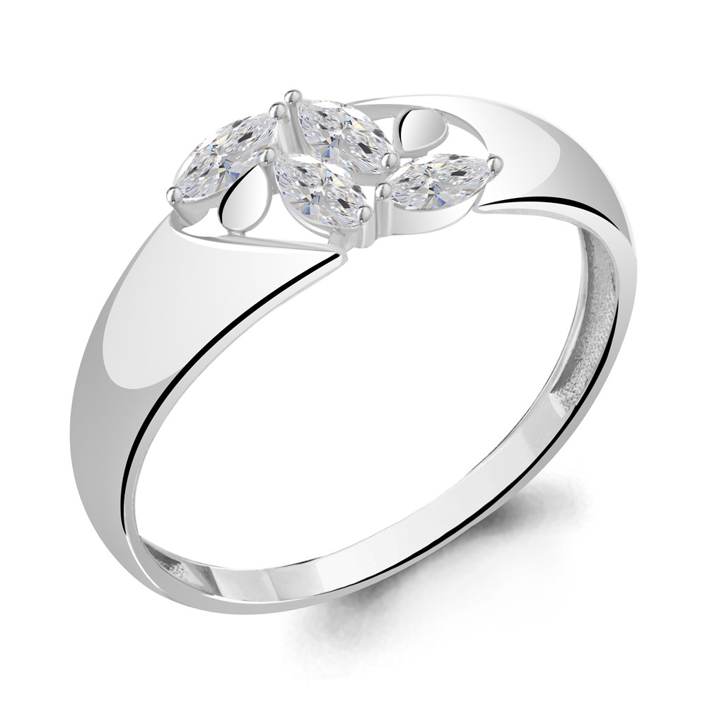 Серебряное кольцо  Фианит Aquamarine 67308.5 покрыто  родием