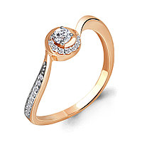 Серебряное кольцо Фианит Aquamarine 68217А.6 позолота