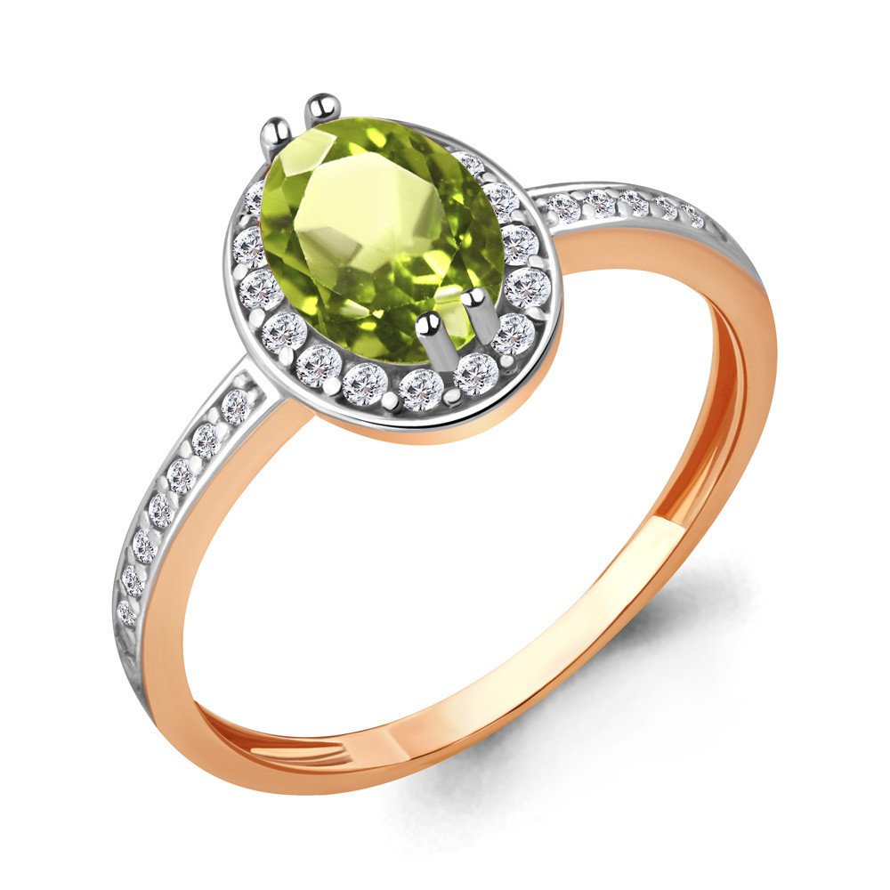 Кольцо серебряное классическое Aquamarine 6523207А.6 позолота, фото 1