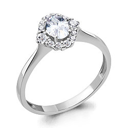 Серебряное кольцо  Фианит Aquamarine 67284А.5 покрыто  родием