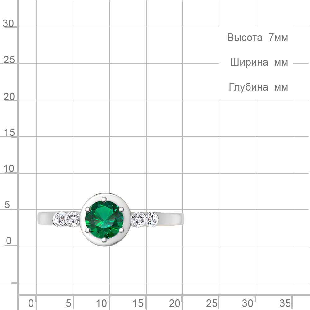 Серебряное кольцо Наноизумруд Фианит Aquamarine 67283АГ.5 покрыто родием коллекц. Клеопатра - фото 2 - id-p103073005