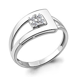 Серебряное кольцо  Фианит Aquamarine 67261А.5 покрыто  родием