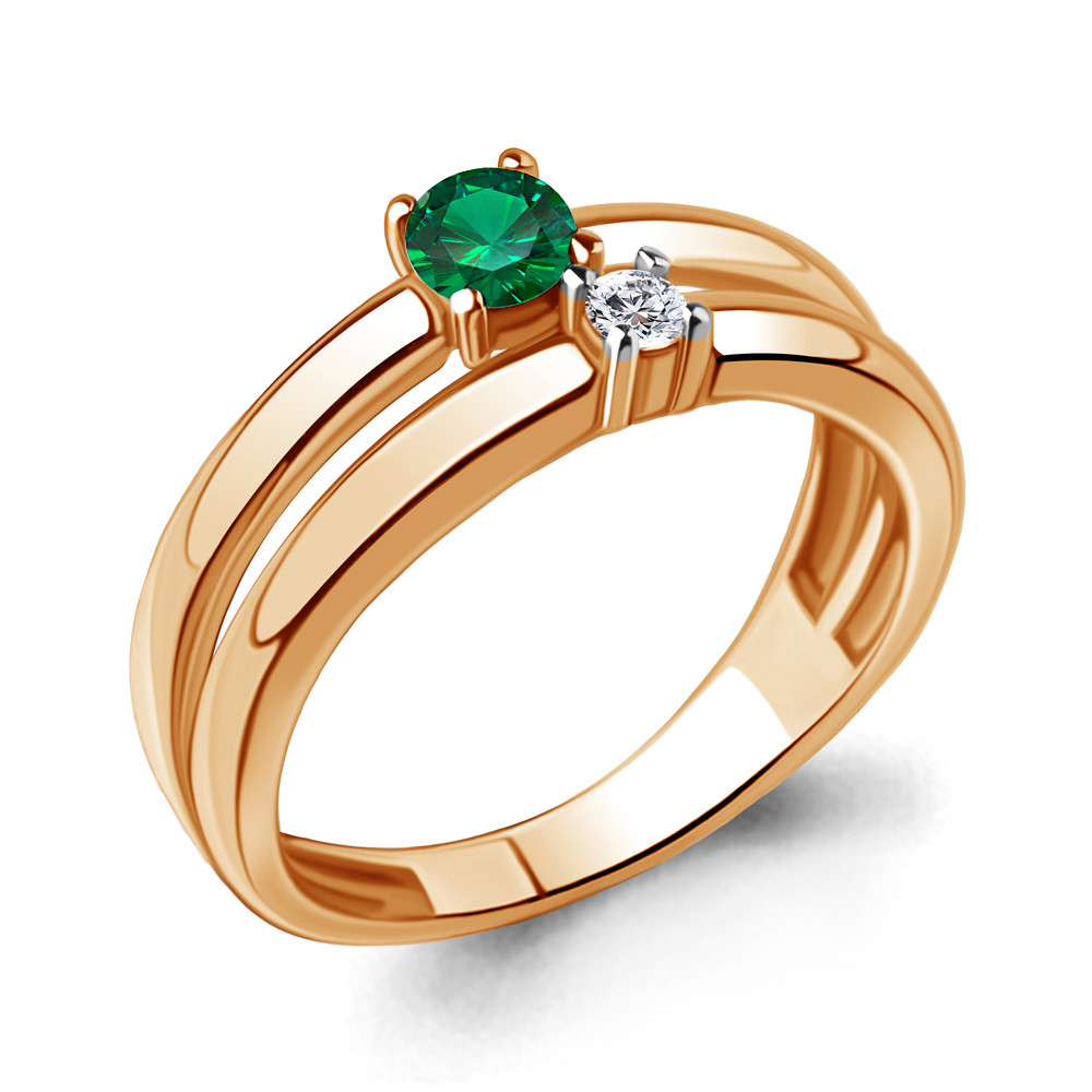Серебряное кольцо Aquamarine 67409АГ.6 позолота
