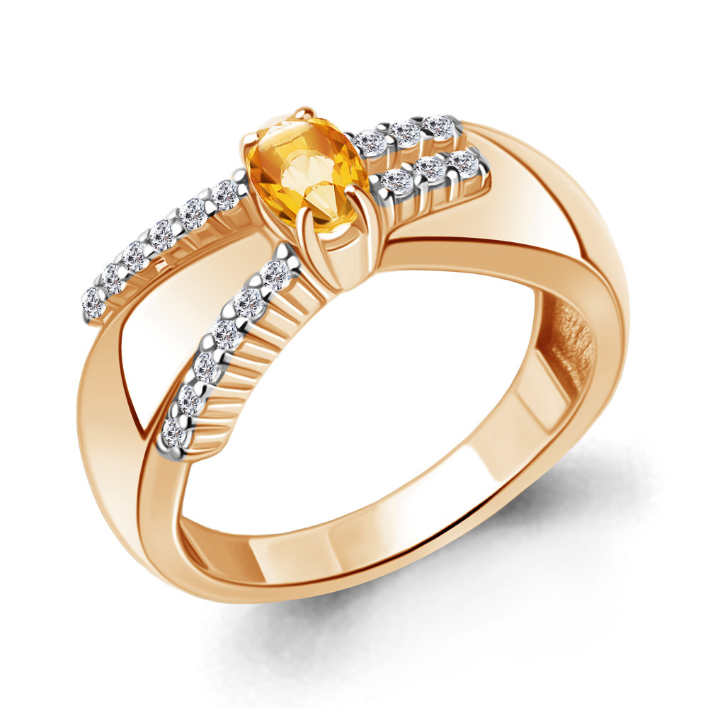 Кольцо Aquamarine 6967706А.6 серебро с позолотой