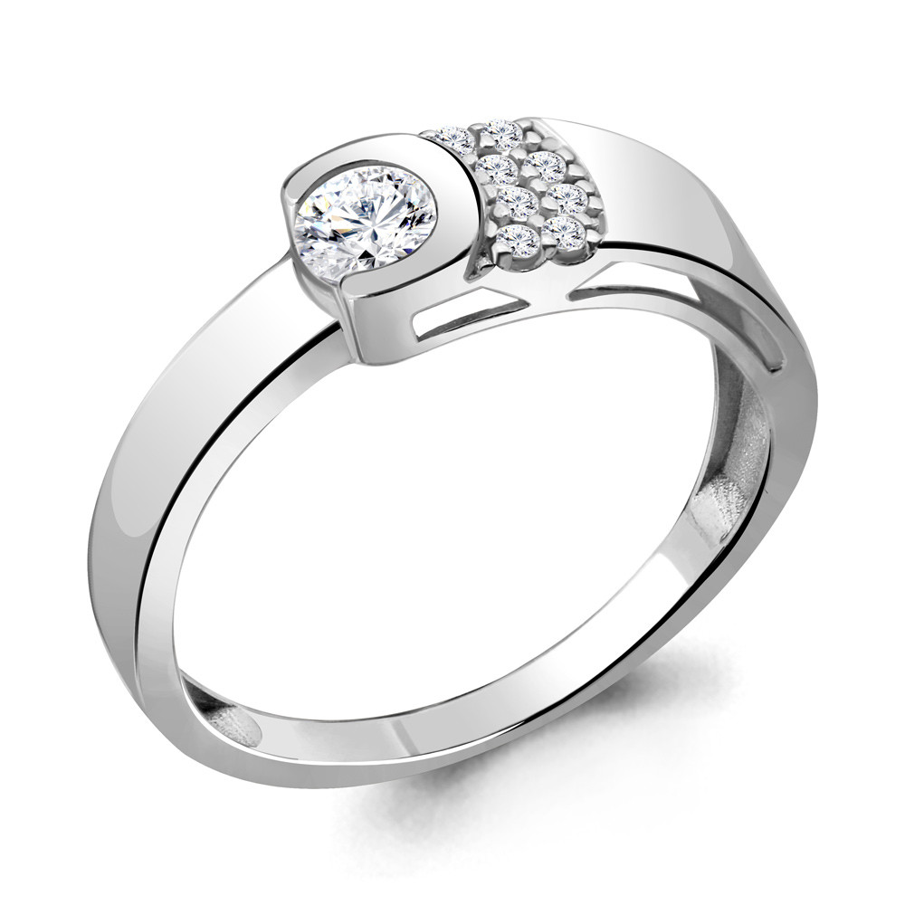 Серебряное кольцо Фианит Aquamarine 66647А.5 серебро с родием