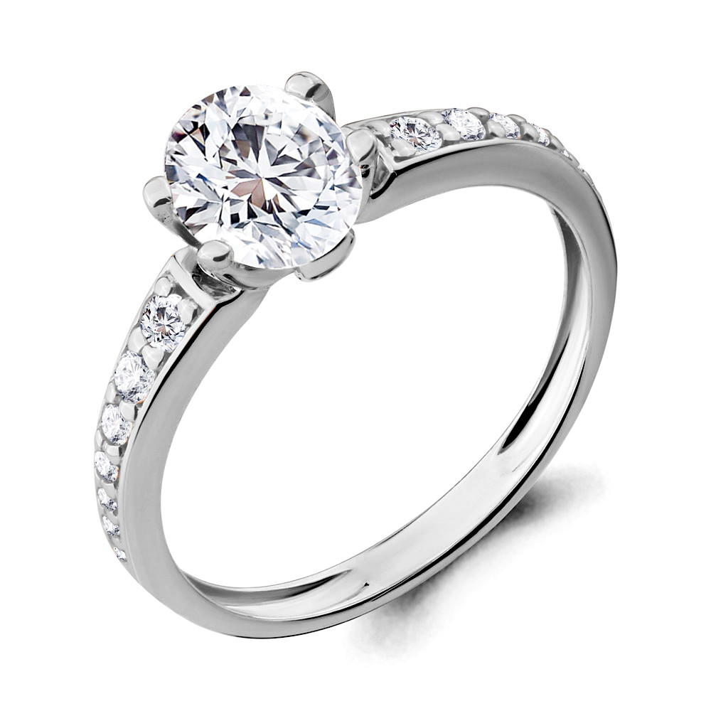 Серебряное кольцо  Фианит Aquamarine 665441А.5 покрыто  родием, фото 1