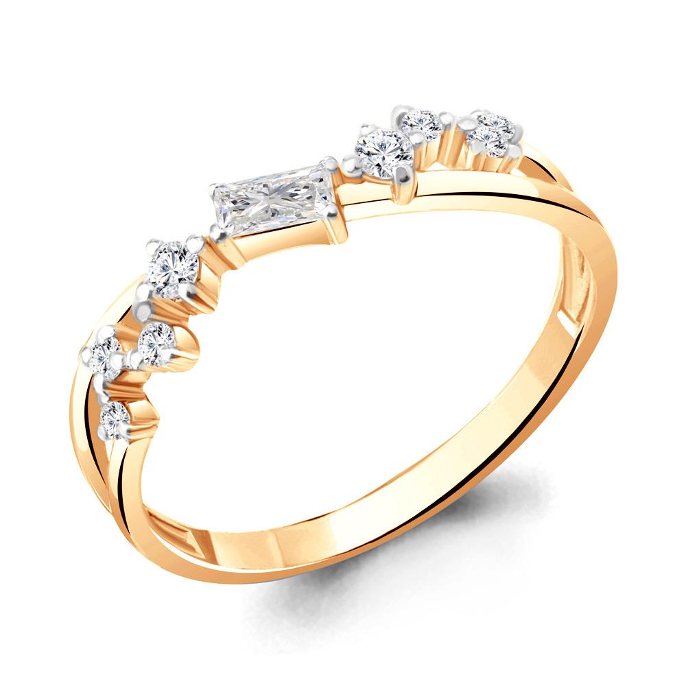 Серебряное кольцо  Фианит Aquamarine 67303А.6 позолота