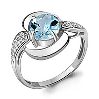 Серебряное кольцо Топаз Скай Блю Фианит Aquamarine 6588002А.5 покрыто родием