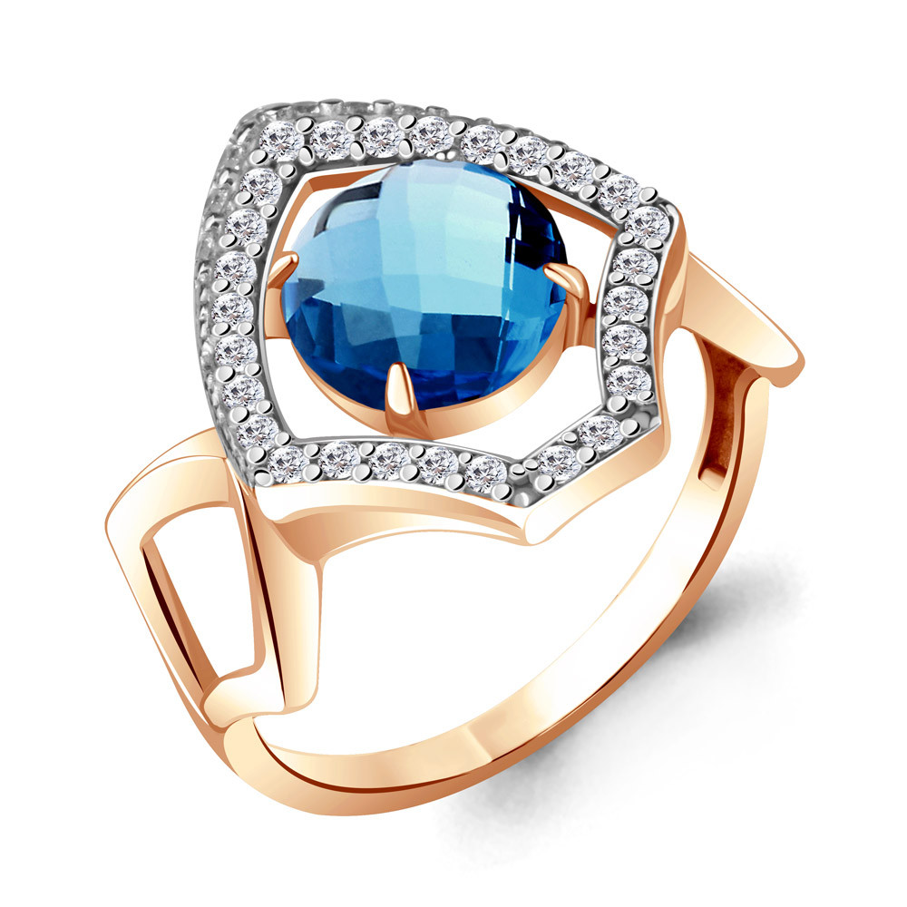 Кольцо Aquamarine 6943593А.6 серебро с позолотой