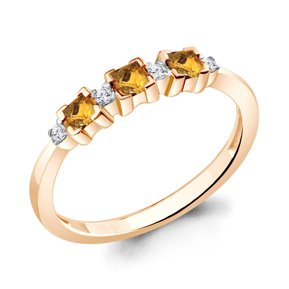 Кольцо Aquamarine 6942706А.6 серебро с позолотой